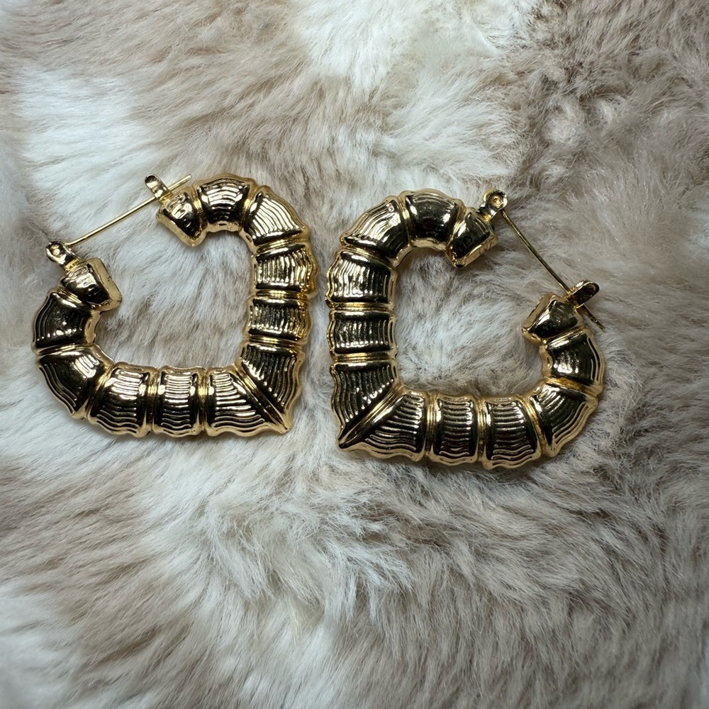 Gold-Tone Textured Hoop Earrings
